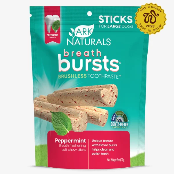 Ark Naturals - Breath Bursts Dental Treats - Peppermint Sticks - 6oz